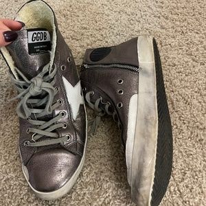 Golden Goose high top zippered metallic sneaker